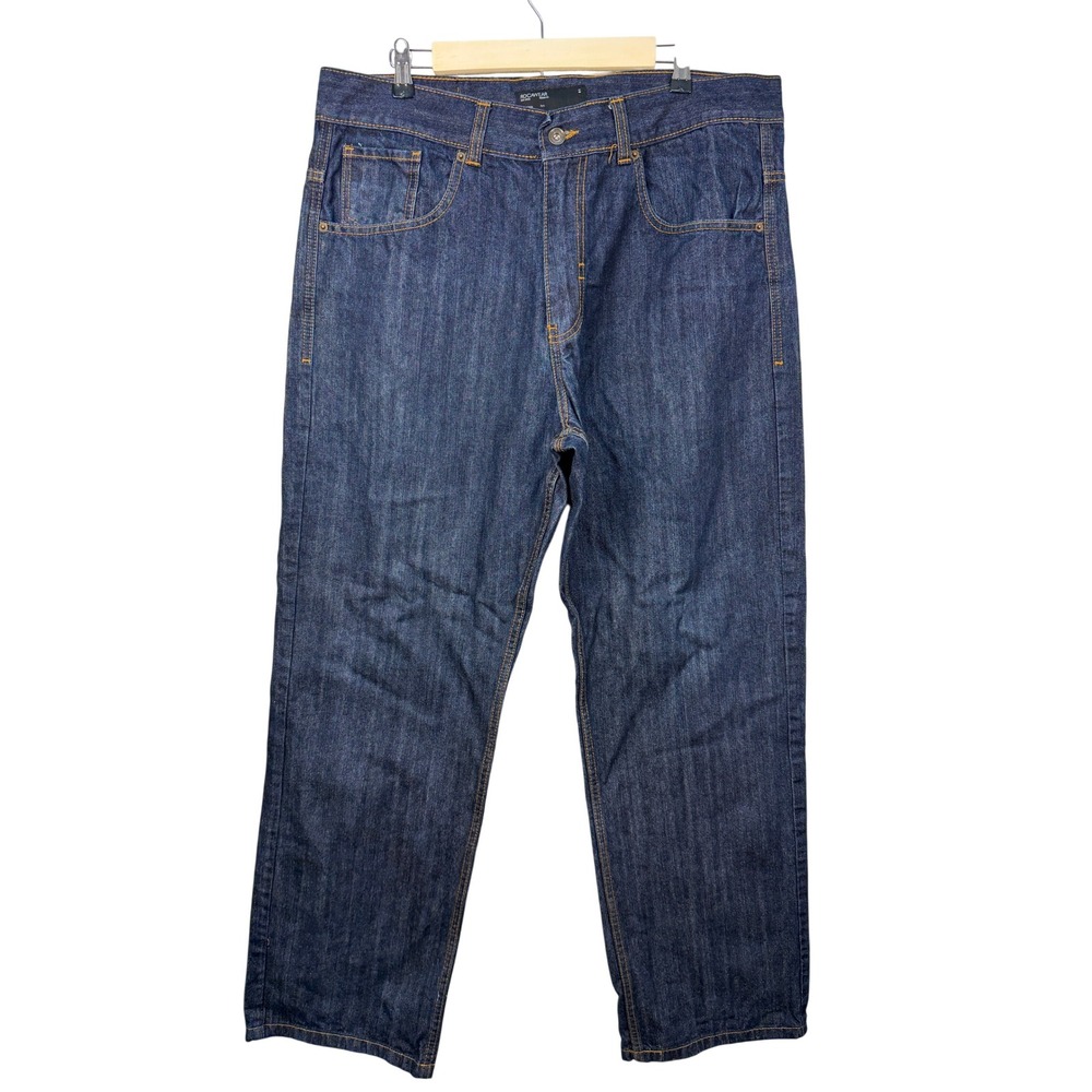 Rocawear Mens Baggy Relaxed Fit Jeans Dark Wash Blue Y2K Streetwear Size 38
